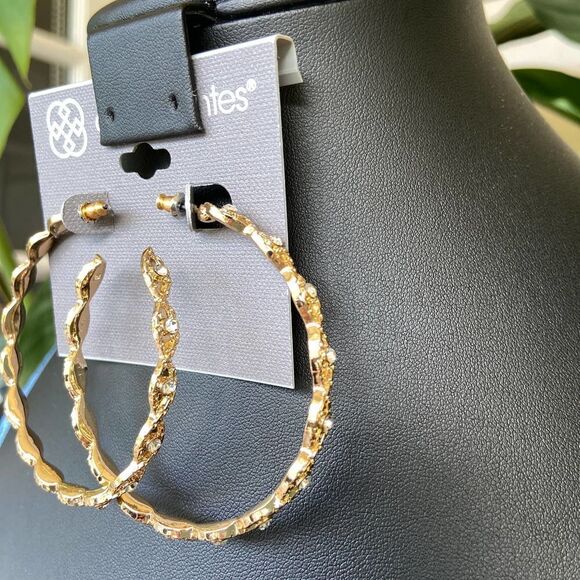 Twisted Gold Hoops Daisy Fuentes Fashion Earrings $16ea / 3 for $25 - Picture 5 of 7